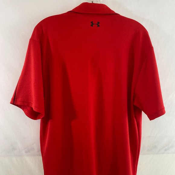 Under Armour Polo Golf Shirt Red Heatgear Short Sleeve EUC Men's Large - Picture 13 of 14